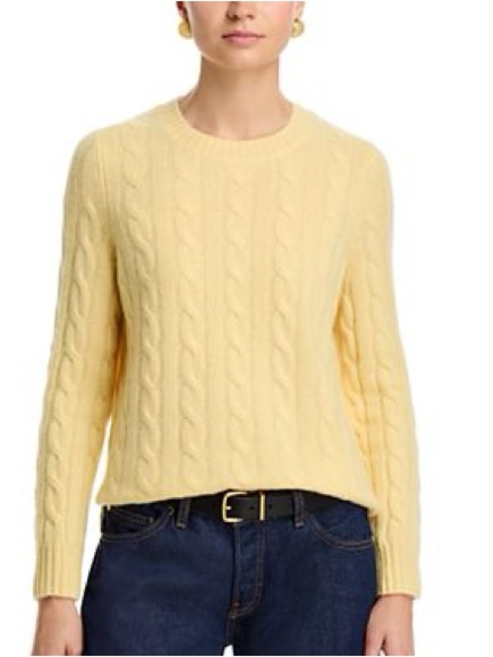 Cashmere Studio cashmere wool cable knit sweater yellow small